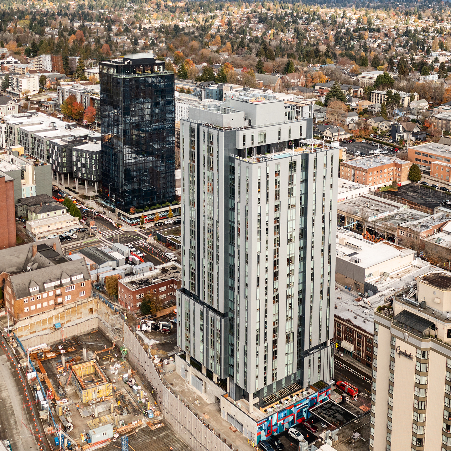 Aerial view of a building