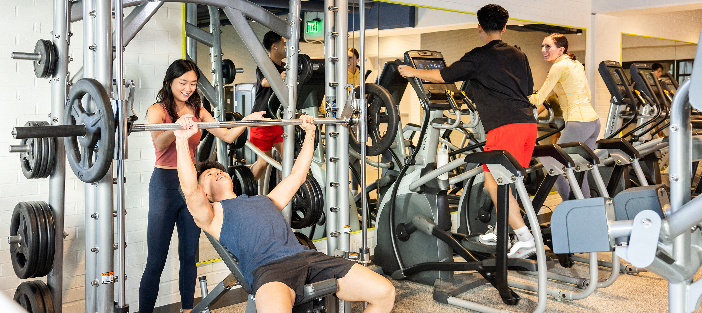 People working out in a fitness center