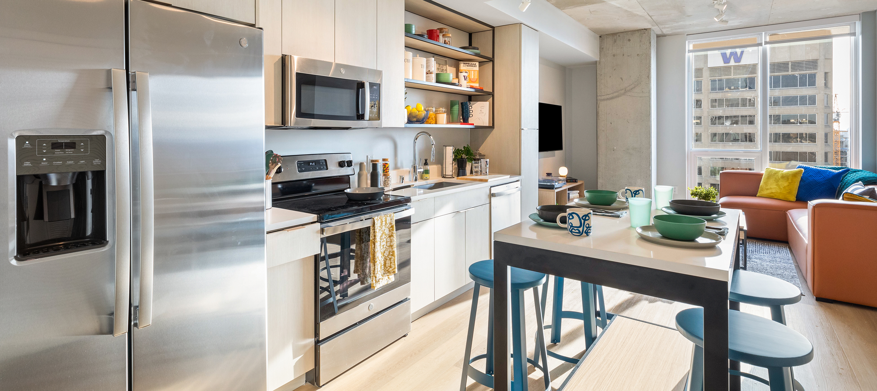 A kitchen with modern appliances