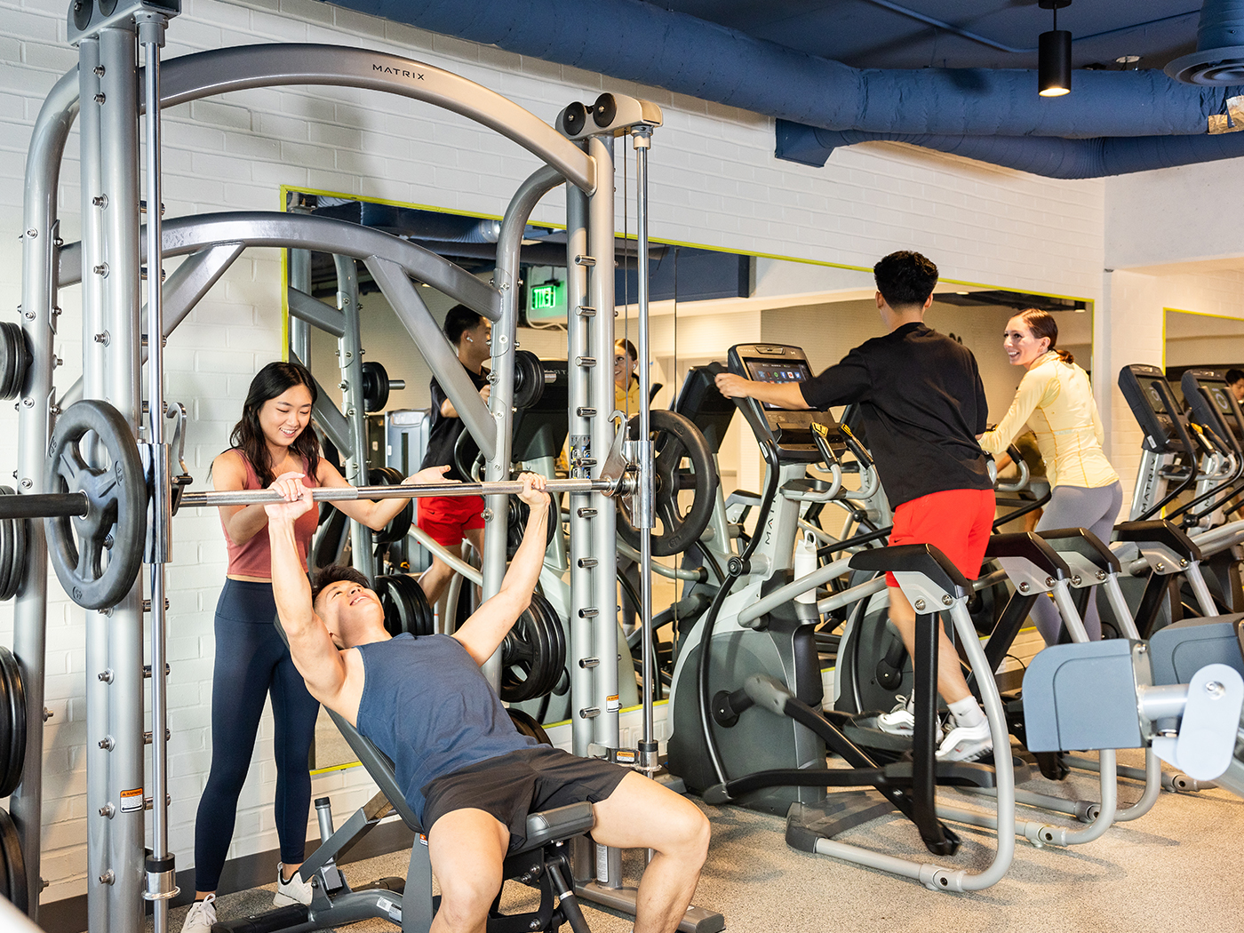 People working out in a fitness center