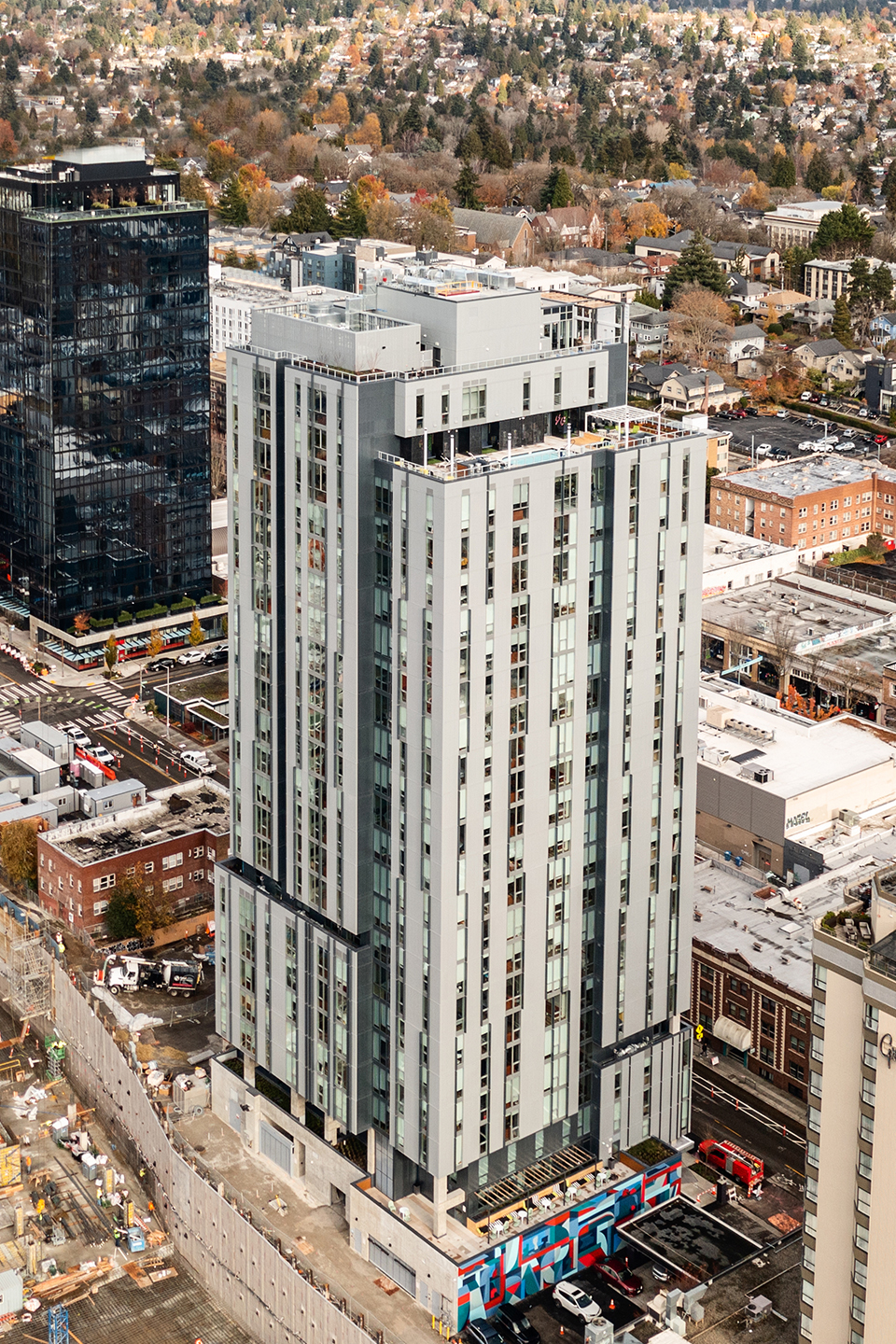 Aerial view of a building